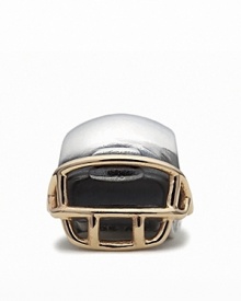 Football fandom takes a chic turn with PANDORA's sterling silver and 14K gold helmut charm.