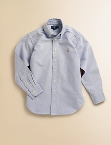 An all-season favorite and wardrobe essential in soft cotton oxford. Button-down collar Long sleeves with button barrel cuffs Button placket Embroidered polo pony logo Back yoke and box pleat Shirttail hem Cotton Machine wash Imported Please note: Number of buttons may vary depending on size ordered. 