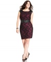 Amp up your allure in Trixxi's sleeveless plus size dress, featuring sexy lace and faux leather.