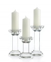 Towers of sleek, faceted crystal, Metropolitan pillar candle holders take modern decor to dazzling new heights. A beautiful gift for newlyweds!