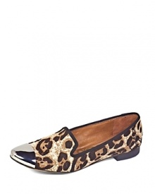 Sam Edelman combines three trends in one hot shoe: the smoking flat silhouette, leopard and a gleaming metal cap toe.