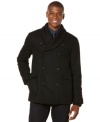 This classy Perry Ellis coat will stay in style season after season.