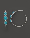 Ippolita Sterling Silver 3 Stone Turquoise Hoop Earrings