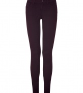 Every modern wardrobe deserves a pair of stylish skinny jeans, and J Brands rich, black-red pair promises a sleek silhouette - Ultra-flattering mid rise curve-hugging cut - Classic five-pocket style with belt loops and button closure - Polished and undeniably chic, ideal for any number of occasions - Pair with a silk blouse, leather jacket and pumps, or go for a more casual look with an oversize cashmere pullover and ballet flats