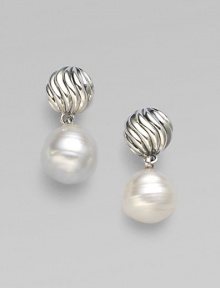 From the Elements Collection. Carved sterling silver with luminous South Sea pearl drop.South Sea pearl Sterling silver Length, about 1 Width, about ½ Post back Imported