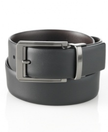 Finish off your look with the soft touch of this reversible leather belt from Perry Ellis.