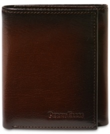 With vintaged-leather burnishing this wallet from Perry Ellis is a heritage classic.