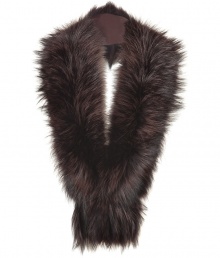 The ultimate luxe accessory, Steffen Schrauts fur scarf guarantees an exquisite polish to your outfit - Tonal chocolate raccoon fur, fringed ends, pocket on one end, front snap closure, loop on reverse for hold, fabric reverse - Layer over cashmere pullovers, or collarless coats with brown leather gloves