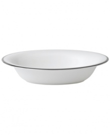 The classic, heirloom-quality Sterling dinnerware and dishes pattern by Wedgwood is designed for formal entertaining, in pristine white bone china banded with polished platinum.