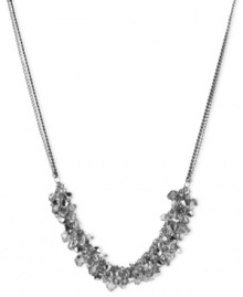 Kenneth Cole New York breaks out the beads in this frontal necklace. Crafted from silver-tone mixed metal, the necklace is adorned with beads in clever clusters. Approximate length: 17 inches + 3-inch extender. Approximate drop: 1/2 inch.