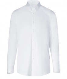 Finish off your workweek staples with this stylish stretch cotton button-down from Jil Sander - Spread collar, front button placket, long sleeves, buttoned cuffs, shirttail hemline - Slim fit - Pair with jeans, trousers, chinos, or cords