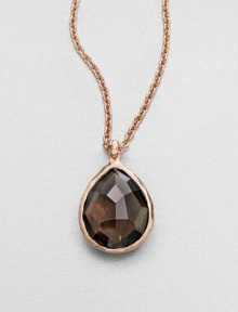 From the Rock Candy Collection. The rich color of smokey quartz in a faceted teardrop is showcased by a setting of sterling silver and 18k gold, finished in the warm glow of 18k rose goldplating, suspended from a pretty chain.Smokey quartz18k gold and sterling silver with 18k rose goldplatingChain length, about 16-18 (adjustable)Pendant length, about .9Lobster claspImported