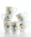 Mix and match four different floral and butterfly patterns to create a unique customized dining experience. In dishwasher-safe bone china. 12oz. capacity. Qualifies for Rebate