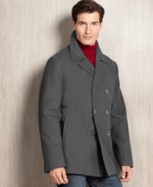 Dabble in the classics with this timeless wool-blend peacoat from Calvin Klein.