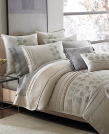 A Japanese-inspired foliage motif wends peacefully along this Platinum Zen duvet, accented by stylish cording at the edges and a soft natural hue.