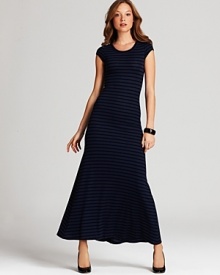 BCBGMAXAZRIA Dress - Lexie Cap Sleeve Tonal Stripe Maxi