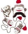 Your whole family will go bananas over these monkey cold weather accessories! Inspired by the sock monkeys of the 1940s, these mittens will keep you nice and cozy while bringing back memories of the toys Grandma used to sew.