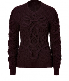 Ultra modern and impossibly chic, Salvatore Ferragamos structural knit pullover is a luxe must, guaranteed to elevate your contemporary knitwear collection - Rounded neckline, long sleeves, structural knit sleeves and front, ribbed knit back and trim - Classic slim fit - Style with minimalist separates and deeply tinted accessories