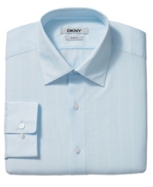 Pick up the check. With a subtle pattern, this DKNY dress shirt keeps it cool and classic.