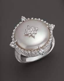 Judith Ripka Aspen Coin Pearl Ring with White Sapphire