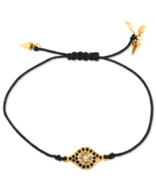 All eyes will be on you with this bracelet from RACHEL Rachel Roy. Crafted from gold-tone mixed metal, the bracelet features clear glass and black stones that make it quite the sight. Approximate length: 8-1/2 inches.