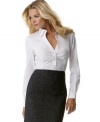 A sharp shirt with a sexy twist, by T Tahari.