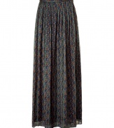 Floor-length skirt in pure silk - Trendy maxi-length elongates the body for a polished look - Soft multi-colored print brings understated style - Style with a narrow top for complimenting contrast - Pair with simple heels to enhance movement of the skirt