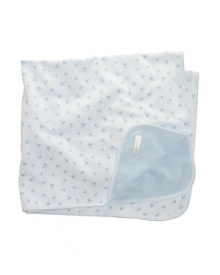 An adorable receiving blanket is rendered in ultra-soft cotton jersey.