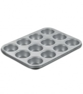 Make the morning memorable! Showoff your best baking skills with this heavy-gauge aluminized steel muffin pan, which heats evenly and features a nonstick finish that knows when to let go & how to clean up quick & easy. A dishwasher-safe design eliminates any bother after baking, plus the thick rolled edges on the pan prevent warping for a lifetime of use. Lifetime warranty.