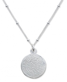 Classical meets contemporary on Studio Silver's intricate medallion pendant. Crafted in sterling silver with a vintage-inspired engraved design and bead chain. Approximate length: 18 inches. Approximate drop: 1/2 inch.