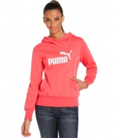 Pep up your workout in Puma's logo sweatshirt - the bright color and big, bold logo makes it an athletic classic!