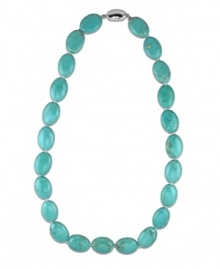 Natural wonder. The glowing effect of turquoise gems (13 mm x 17 mm) create a timeless and brilliantly colored necklace, all set in shining sterling silver. Approximate length: 18 inches.