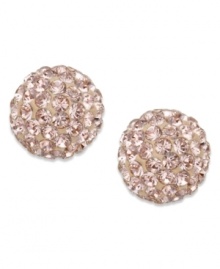 Belle of the ball. Swarovski's trendy pair of pierced stud earrings is easy to wear with virtually any outfit. A ball of vintage rose crystal pointiage glitters on each 22k gold-plated stud. Approximate diameter: 3/4 inch.