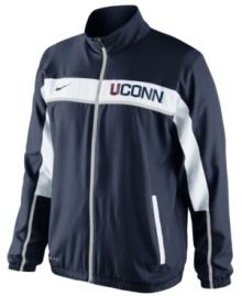 Turn up the volume and make the support of your favorite NCAA team loud and clear with this Connecticut Huskies jacket featuring Dri-Fit technology from Nike.