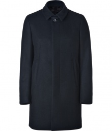 Inject seamless sophistication into any outfit with Jil Sanders exquisitely tailored wool-cashmere coat - Classic collar, long sleeves, hidden buttoned cuffs, hidden front button placket, slit pockets - Straight silhouette - Wear with jeans and a pullover or with a sleek suit and silk scarf