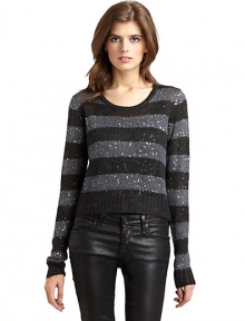 THE LOOKTonal stripes with allover sequinsRibbed knit trimTHE FITAbout 20 from shoulder to hemTHE MATERIALPolyester/mohairCARE & ORIGINDry cleanImportedModel shown is 5'11 (180cm) wearing US size Small.This item was originally available for purchase at Saks Fifth Avenue OFF 5TH stores. 