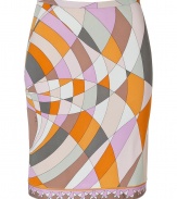 With a modern take on the classic Pucci print, this sexy-yet-chic pencil skirt will elevate your workweek attire - Classic pencil silhouette, pull-on style, all-over geometric print - Wear with a tie-neck blouse, a bold shoulder blazer, and platform pumps