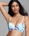 Calvin Klein's push-up bra gives enviable shape. Perfect under low-cut tops. Now in a pretty floral print!