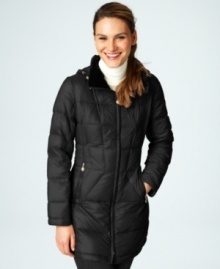 Calvin Klein's quilted puffer keeps you warm without the weight! The coat features a lightweight down fill and is easily packable in its matching sack.