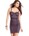 Go fearless in this hot, lingerie-inspired dress from Material Girl! Animal Print adds to its vixenish style.