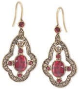 Resplendent in red. This pair of teardrop earrings from Carolee is crafted from gold-tone mixed metal with red faceted beads providing a colorful pop. Approximate drop: 1-1/2 inches.