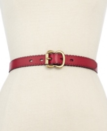 Add an elegant vintage vibe to your look with this rich leather belt from Fossil, featuring chic scalloped edges and finished with a gleaming double C buckle.