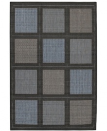 A handsome windowpane pattern in summit blue and black gives this Couristan rug classic appeal. With a flat weave construction woven of recyclable polypropylene, the indoor/outdoor rug is ultradurable and mildew resistant, making it the perfect choice for entryways, patios, mudrooms and beyond.