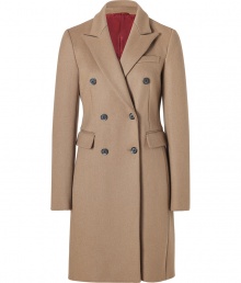 Work an edge of immaculate tailoring into your outerwear wardrobe with Closeds sharply cut classic wool coat - Peaked lapel, long sleeves, buttoned cuffs, double-breasted button-down front, flap and slit pockets, back vent - Sharply tailored fit - Team with everything from leather leggings and ankle boots to tailored sheath dresses and heels