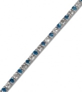 Alternating sparkle makes for the perfect server. EFFY Collection's stunning tennis bracelet features round-cut white diamonds (1-3/8 ct. t.w.) and blue diamonds (1-1/2 ct. t.w.) in 14k white gold. Approximate length: 7 inches.