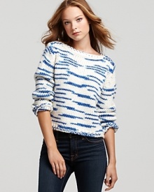 Stripes get an abstract update on this 525 America sweater for downtown cool this season. A fresh look to update love-worn skinnies, it also looks great worn over your favorite summer maxi dress.