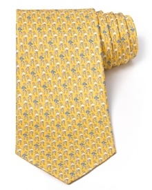 A whimsical tie featuring a group of giraffes that can't get their heads out of the clouds, crafted in pure Italian silk for a luxurious addition to your professional wardrobe.