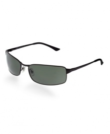 One of the cool Predator styles, this one features rectangular metal frames in matte black, with plastic temple tips. The green G15 XLT lenses provide 100% UV protection.