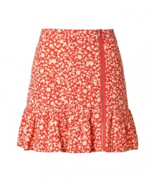 Get garden party-ready in this ultra-chic floral skirt from Marc by Marc Jacobs - Fitted silhouette, exposed front zipper, ruffle hem, all-over floral print - Pair with a tie-neck blouse, platform heels, and a statement clutch