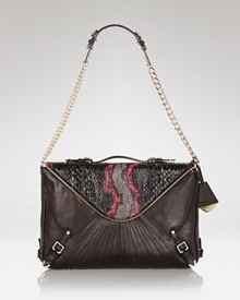 Fall hard and fast for the exotic looks and perfect proportions of this Rebecca Minkoff shoulder bag, crafted of genuine python with leather trims.